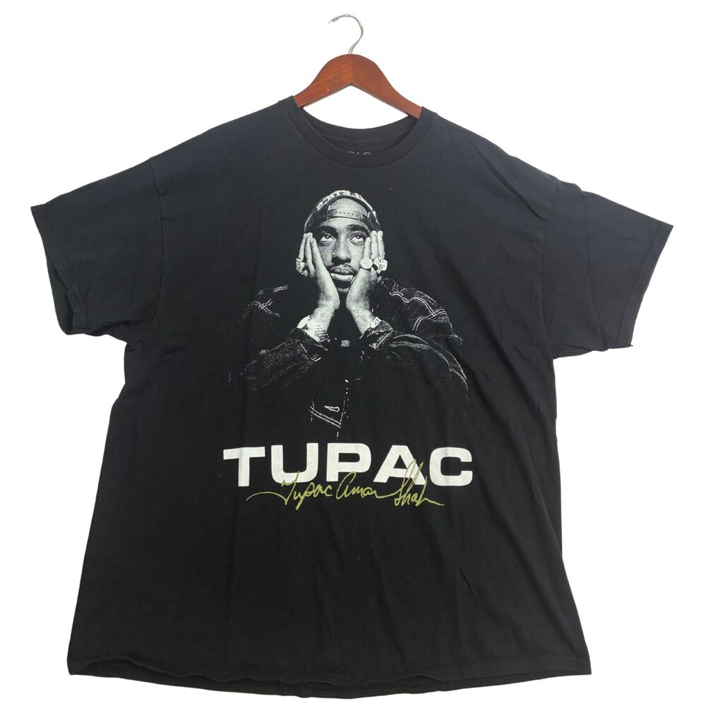 2PAC Tupac Shakur Portrait Graphic T-Shirt Black 2XL Hip Hop Rap Tee